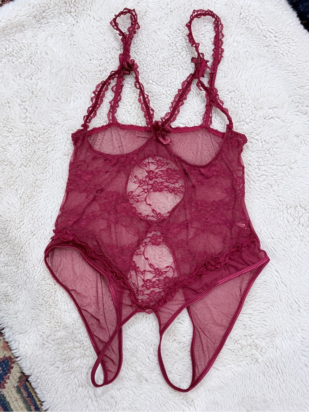 Cut Out Red Lace Lingerie Medium